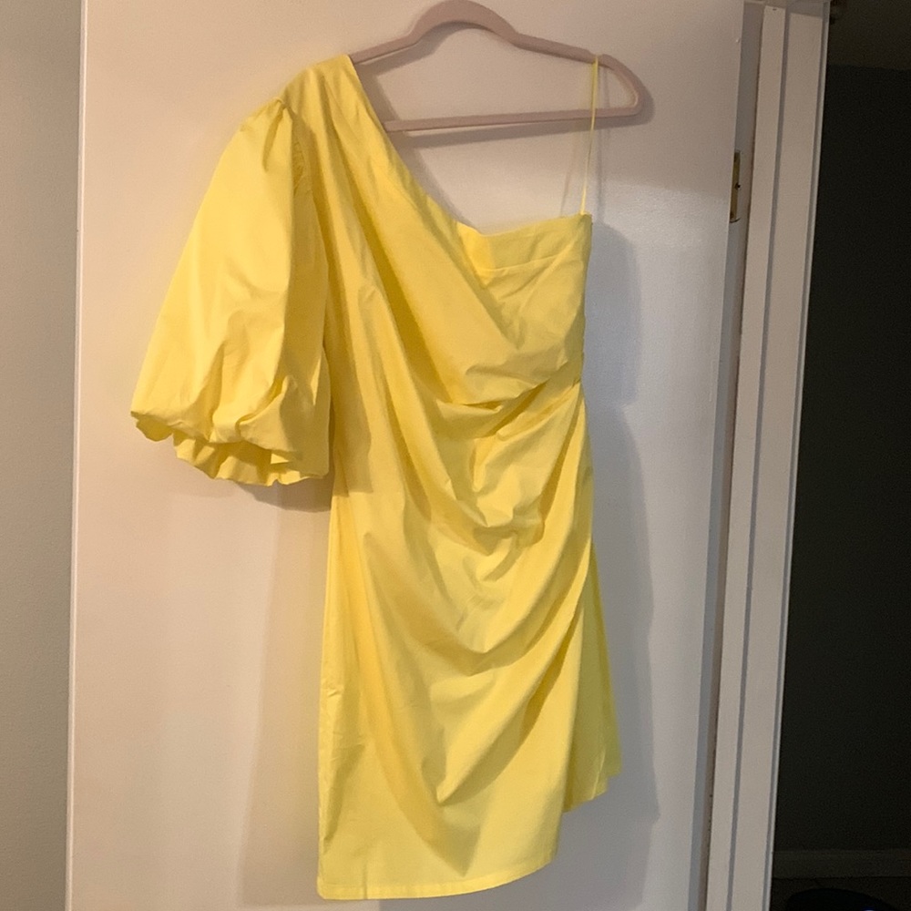 Pastel yellow one shoulder dress
